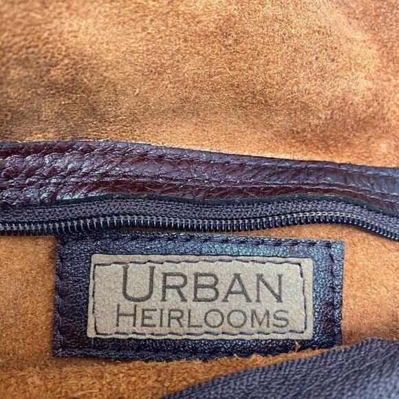 Artisan Bag by Urban Heirlooms Brown Leather Velvet Lace Red Rose Accent Clutch - Picture 10 of 10